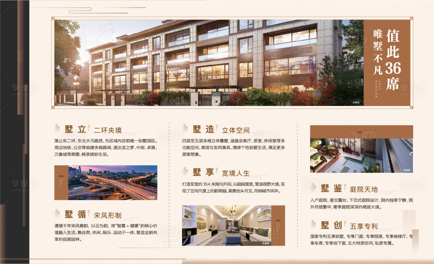 源文件下载【享设计】搜索编号：35920001425485591【地产别墅价值展板】