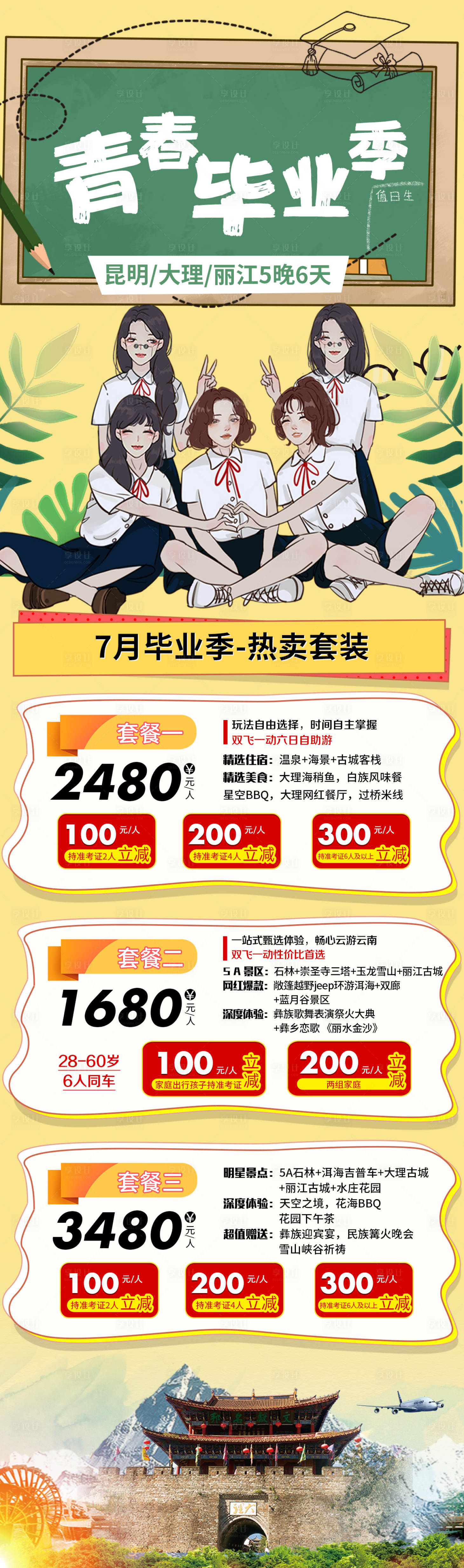 源文件下載【享設計】搜索編號：26990001655774263【青春畢業季云南旅游長圖】