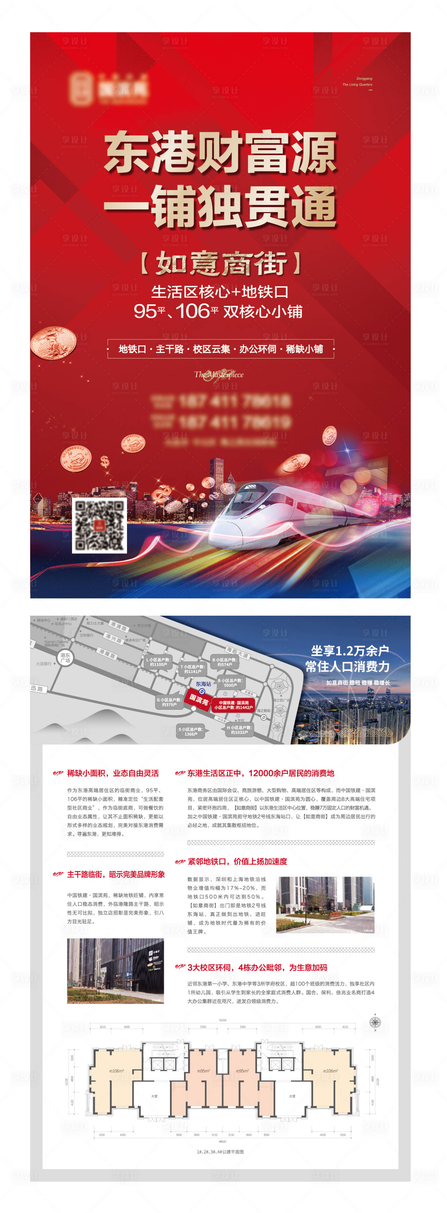 源文件下载【享设计】搜索编号：72550001716923491【红色地产户型单页DM】