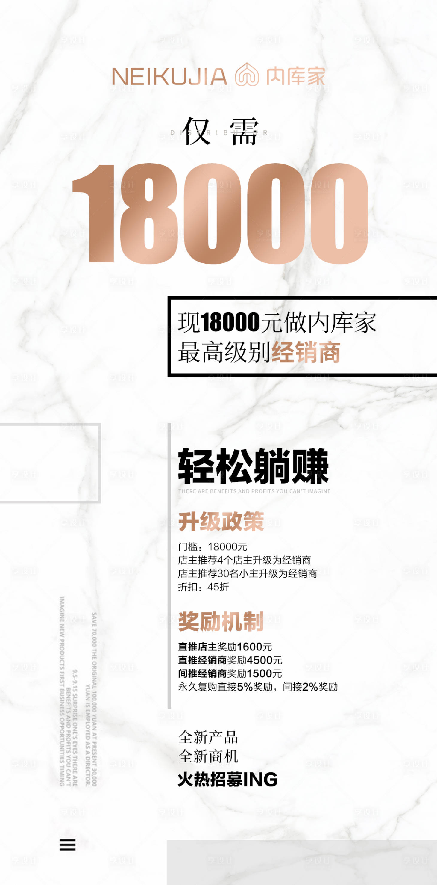 源文件下载【享设计】搜索编号：60230001620885922【微商金色招商活动权益海报】