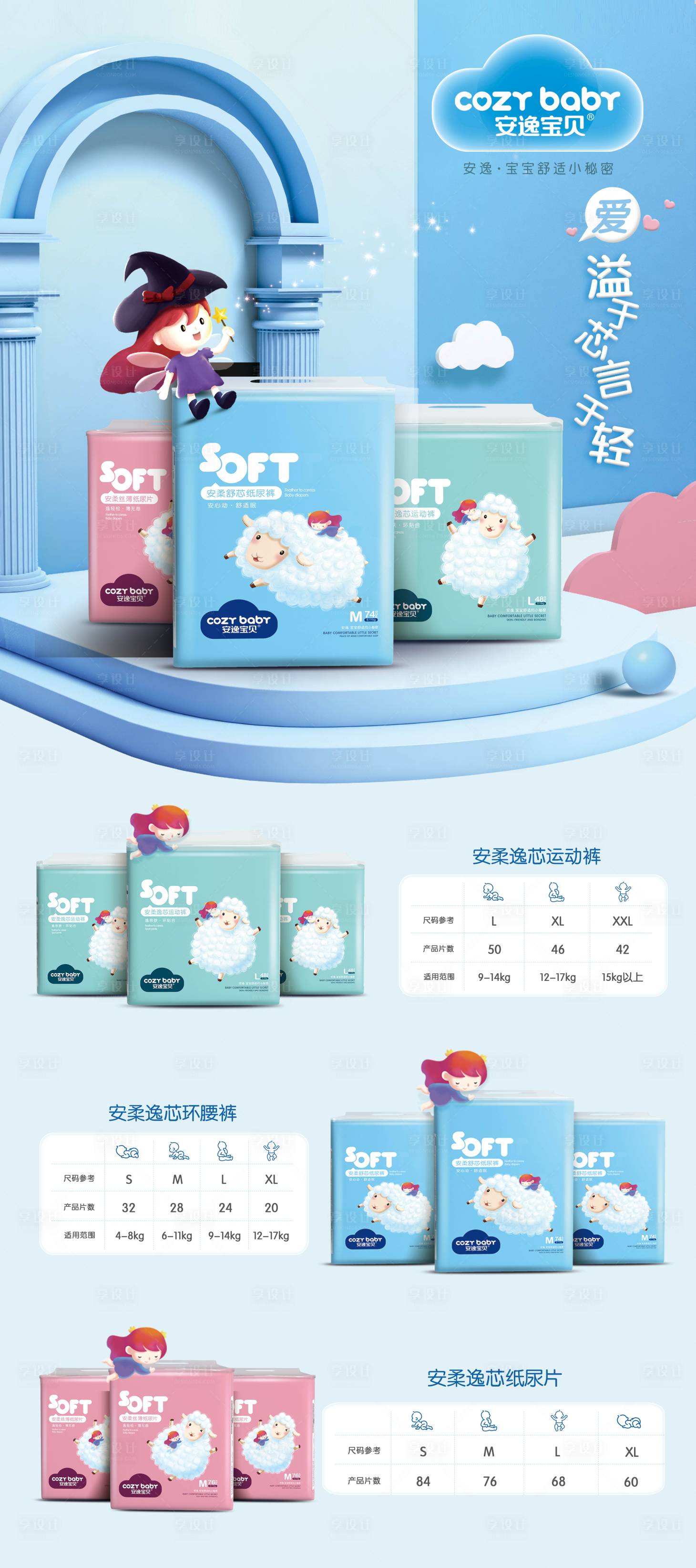 源文件下載【享設計】搜索編號：62660001782837490【嬰兒產品展架海報尺碼規格表】