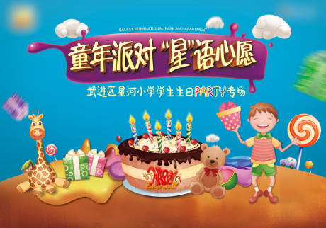 源文件下载【房地产生日会卡通活动展板】编号：89640001776729610