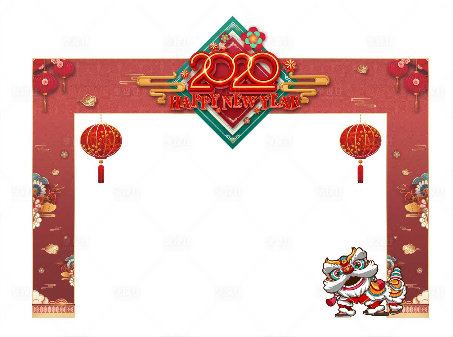 源文件下载【享设计】搜索编号：24070001716435428【2020新年龙门架门头】