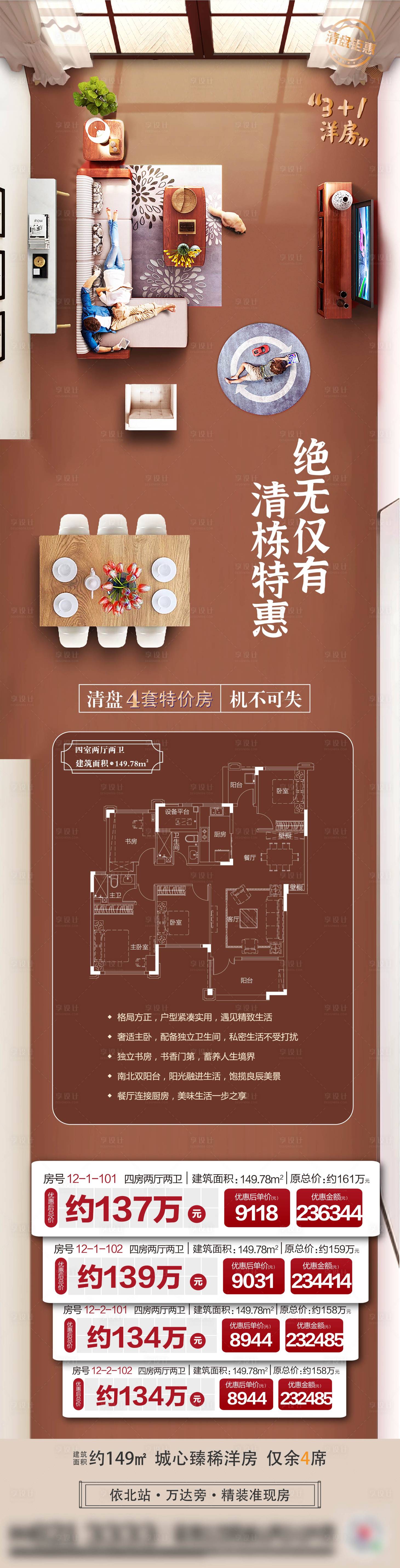 源文件下载【享设计】搜索编号：76260001672622031【地产一口价户型长图】