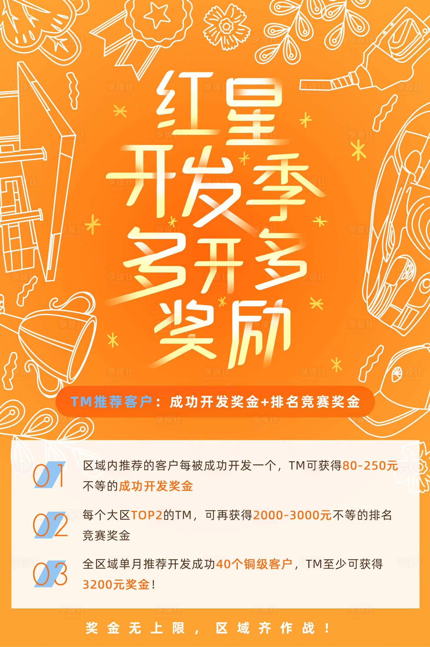 源文件下載【享設計】搜索編號：50040001704638190【橘黃色開發獎勵海報】