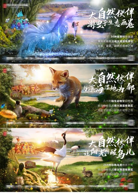 动物梦幻系列价值点系列海报-源文件