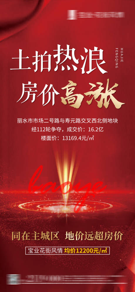 源文件下载【地产土拍红金海报】编号：66520001703157966