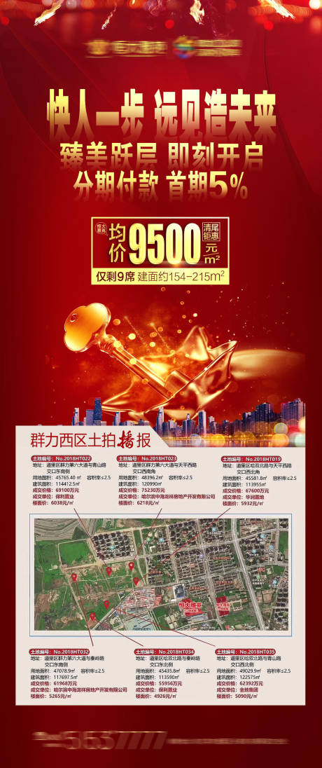 源文件下载【红金土拍海报】编号：94430001808055681