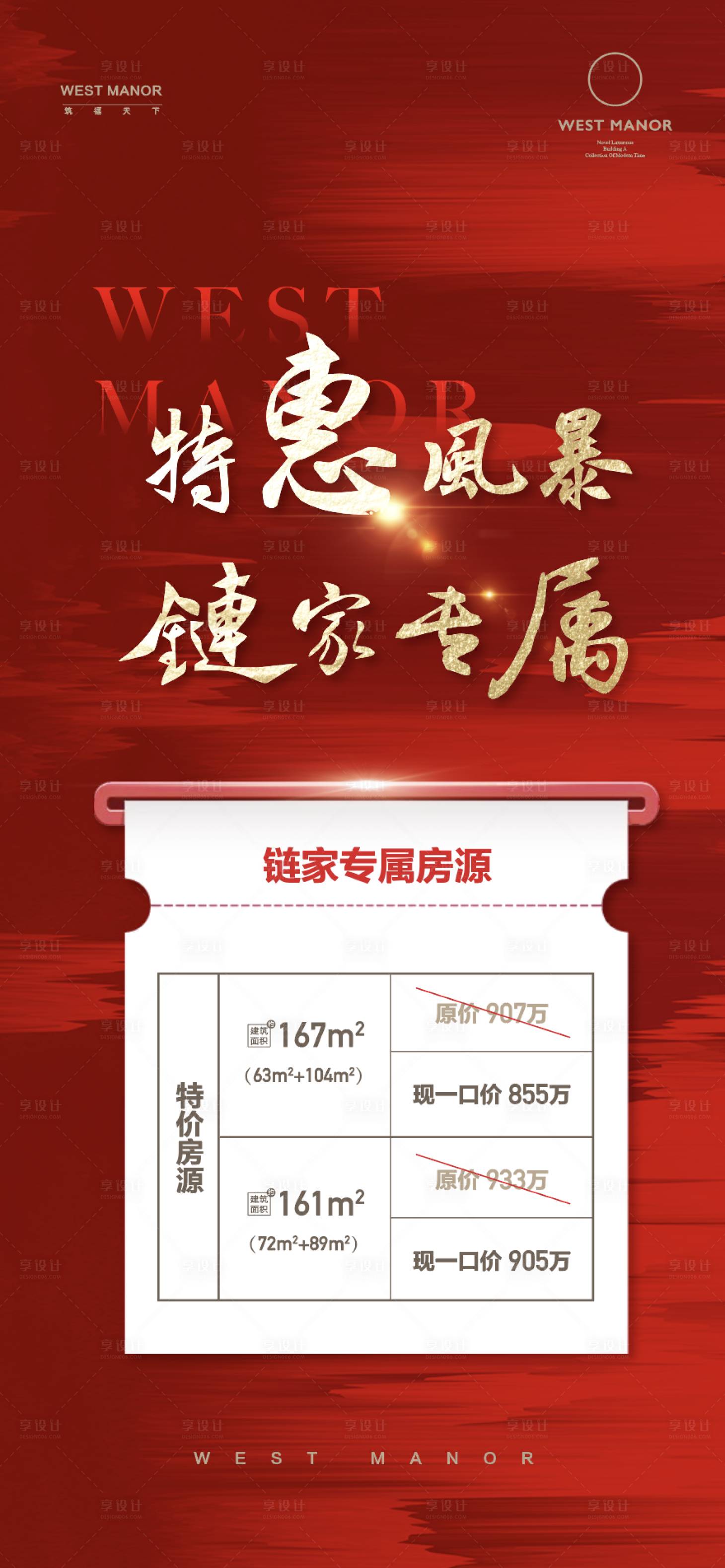 源文件下载【红色特价房海报】编号：91680001851379855