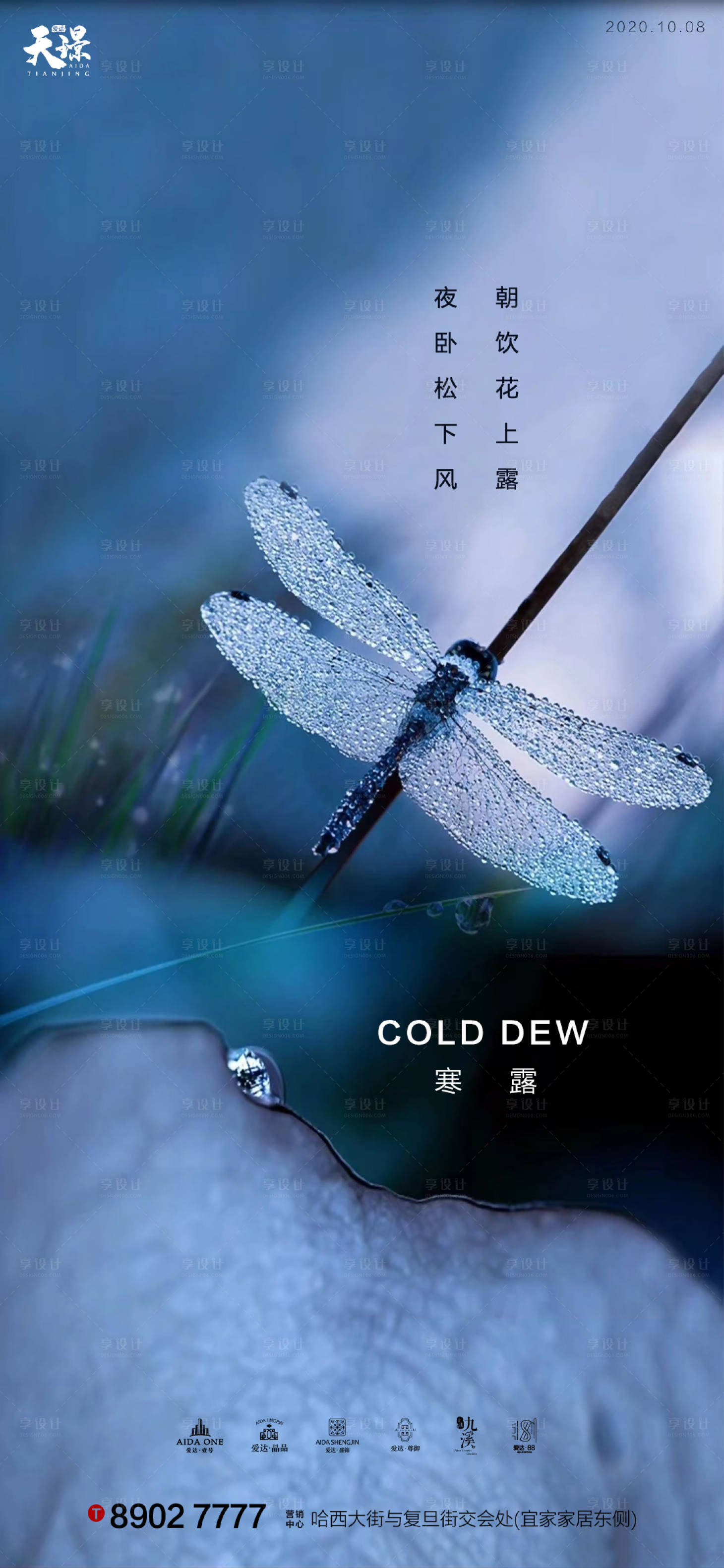 源文件下载【寒露蜻蜓露珠质感海报】编号：85720002038132286