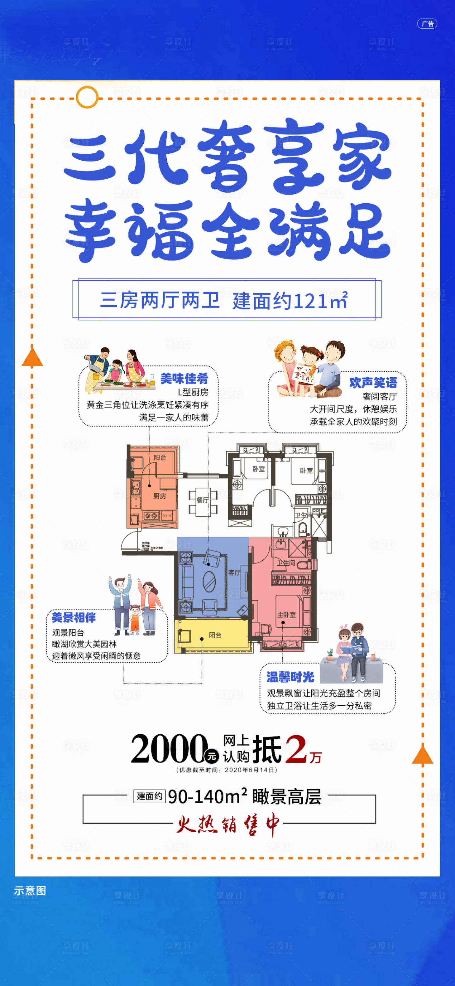 源文件下载【享设计】搜索编号：46910002123557120【地产户型介绍海报】