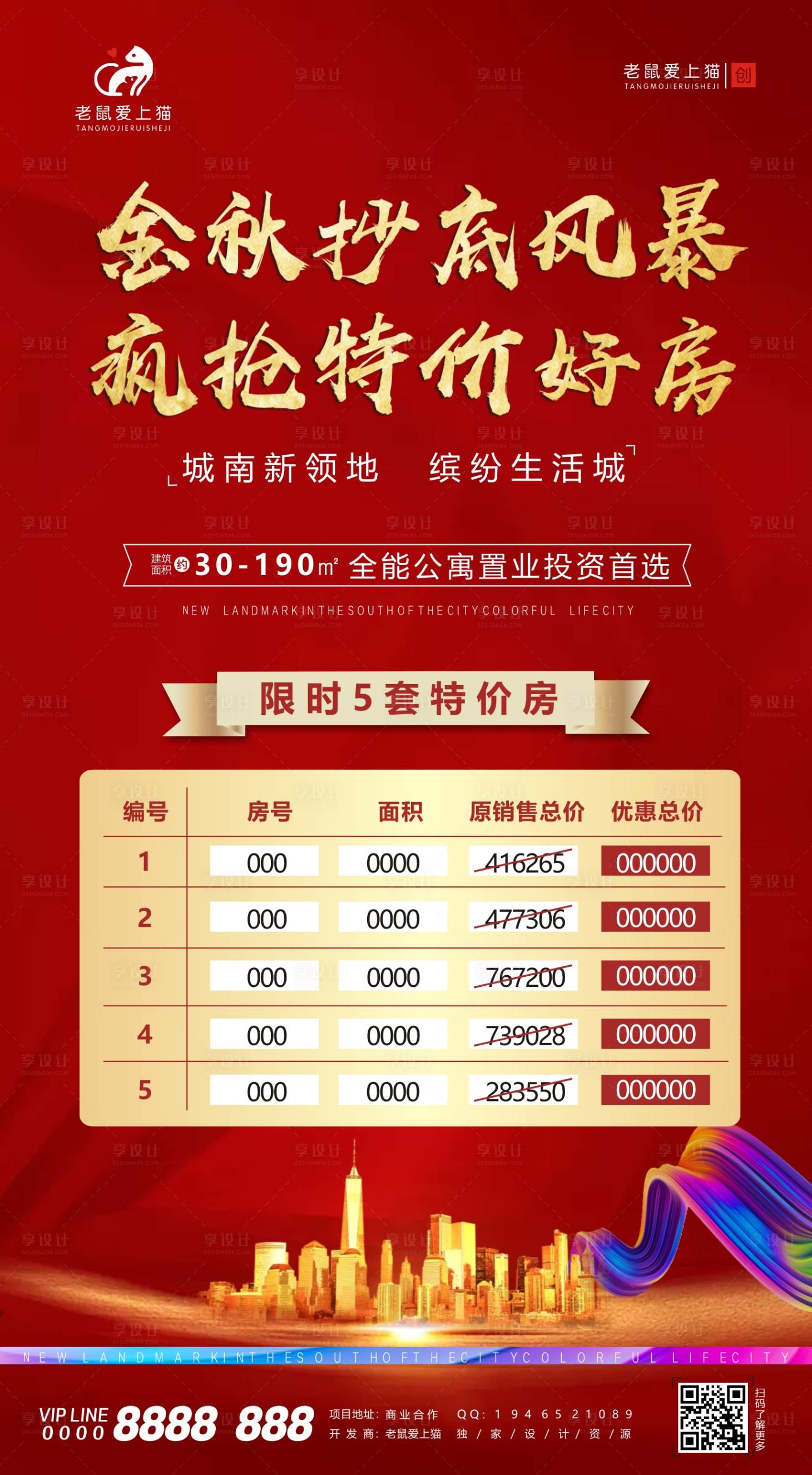 源文件下载【商业地产公寓红色特价房海报】编号：42290001956066452