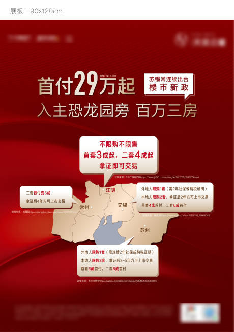 源文件下载【楼市政策红金海报】编号：88160002132338958