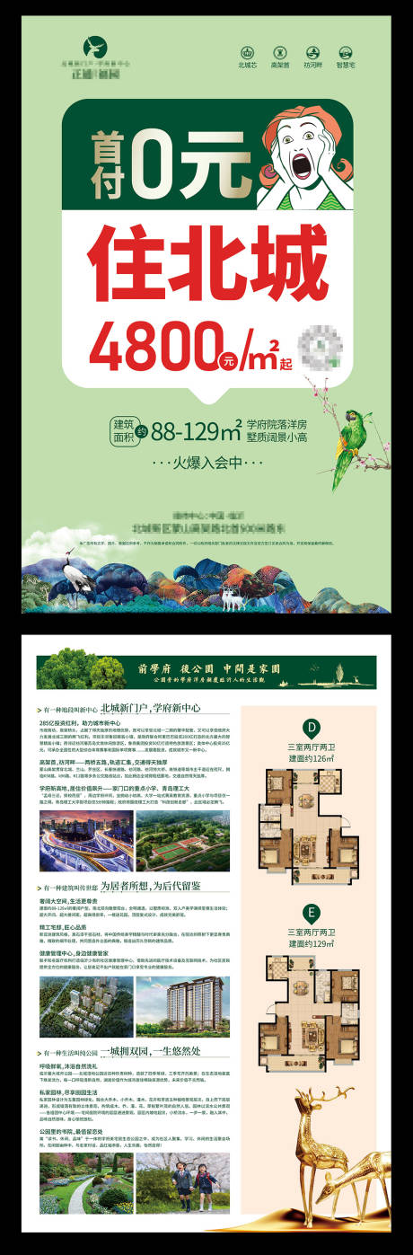 源文件下载【新中式房地产洋房单页海报】编号：40360002018004872