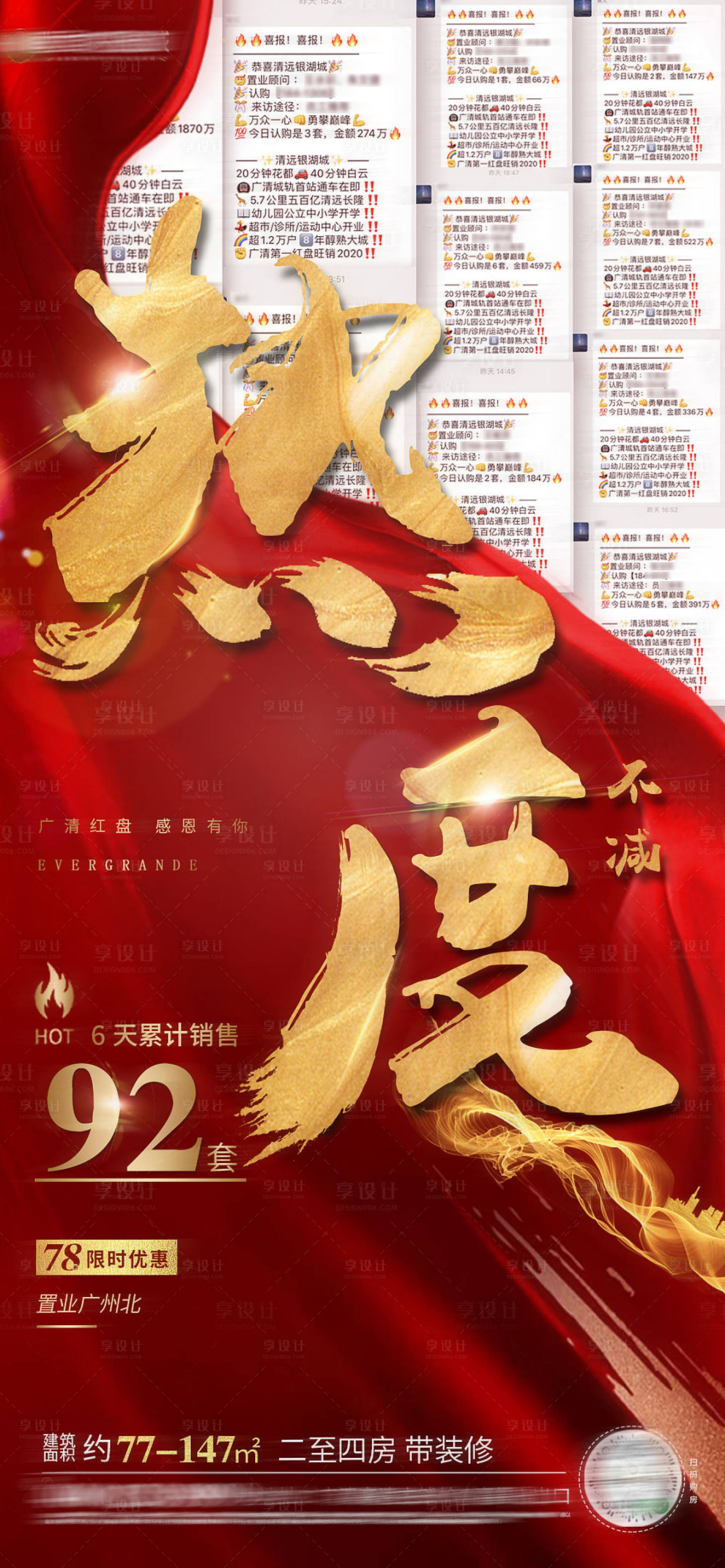 源文件下载【地产红金热销海报】编号：98550001989211960