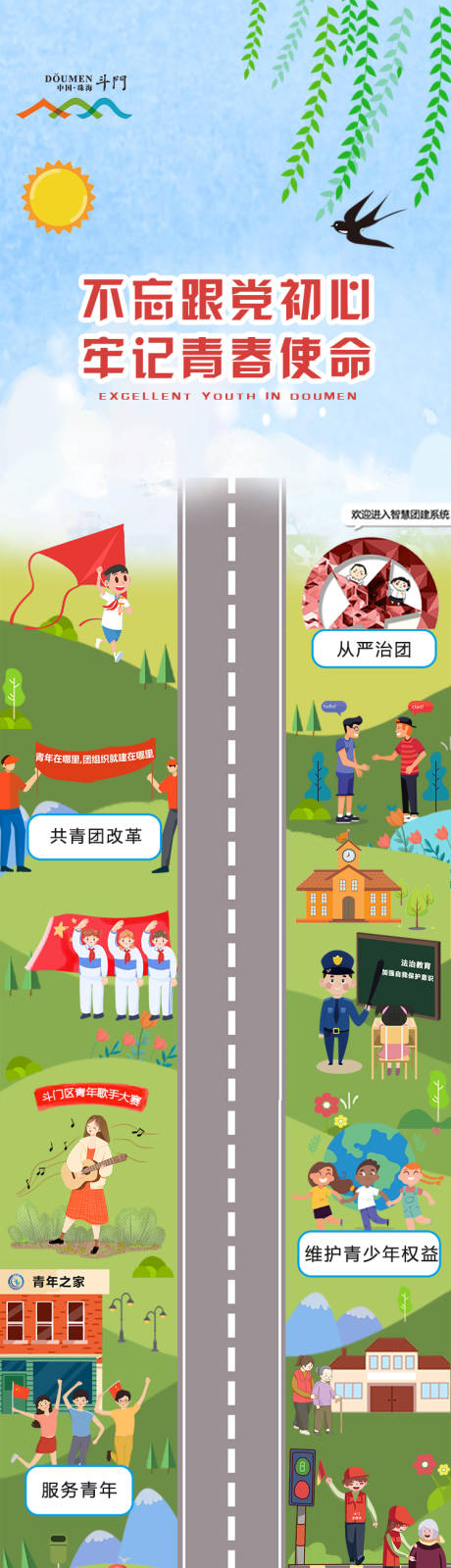 党政插画宣传长图