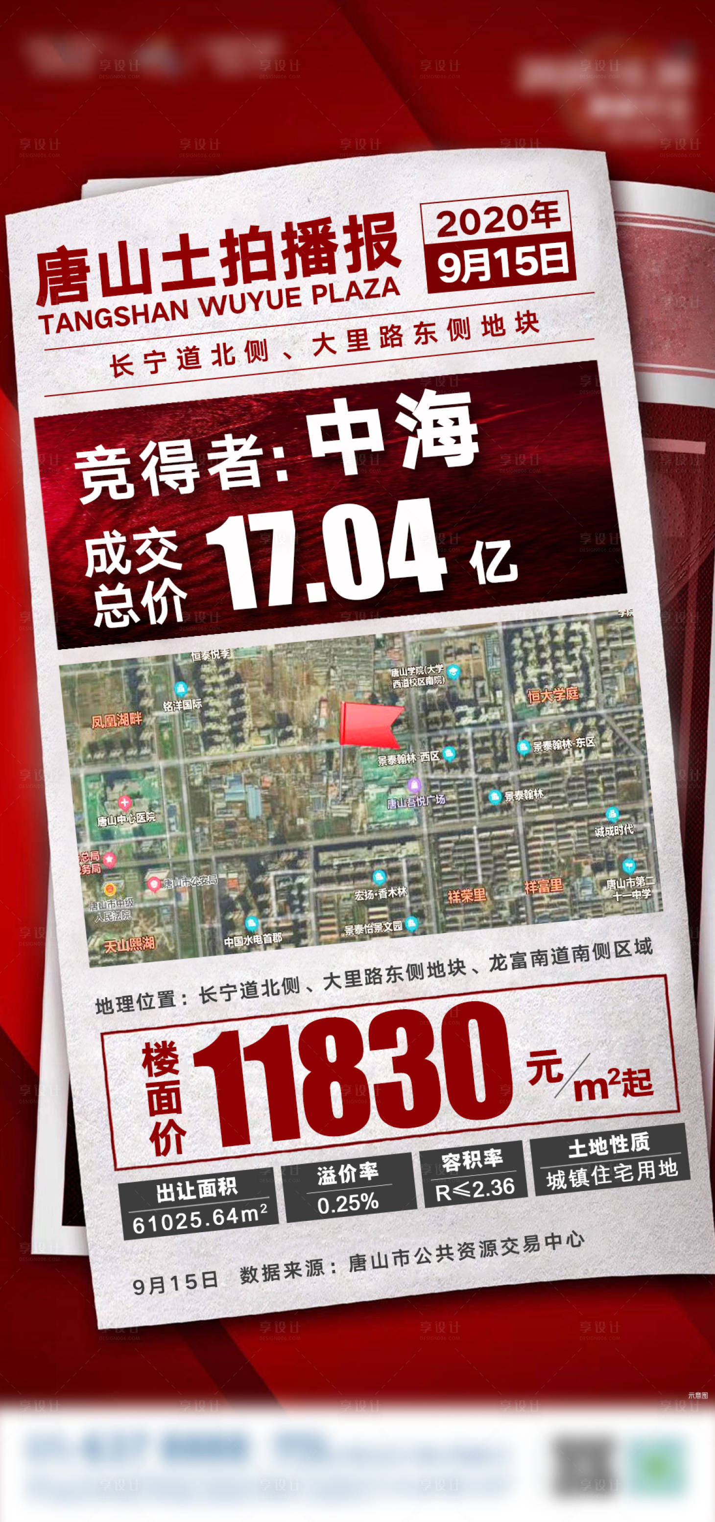 源文件下载【地产住宅土拍海报】编号：20200923121655776