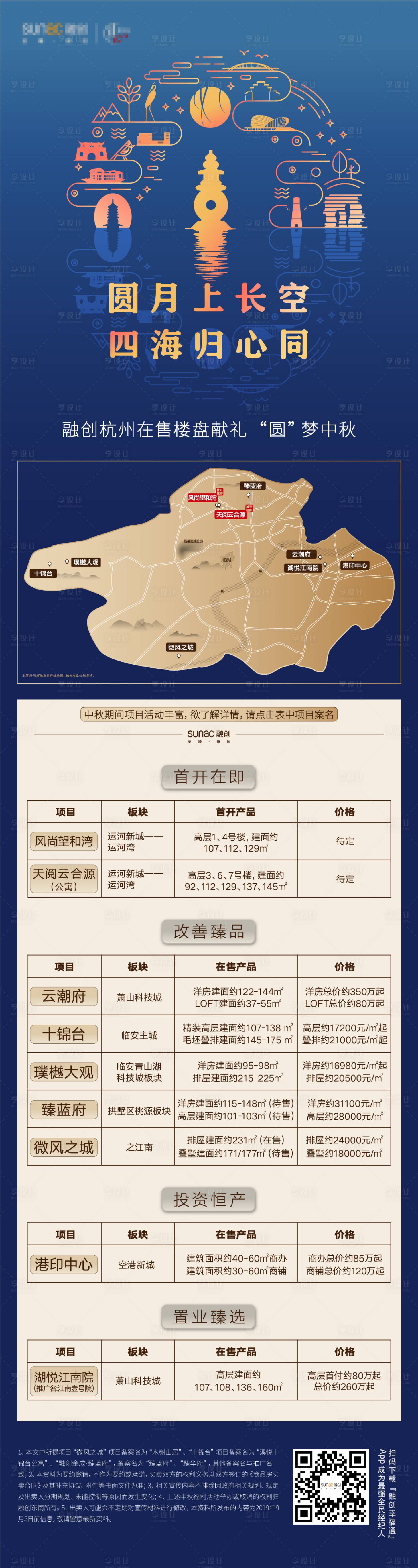 源文件下载【房地产中秋节蓝金长图海报】编号：27030002045949522