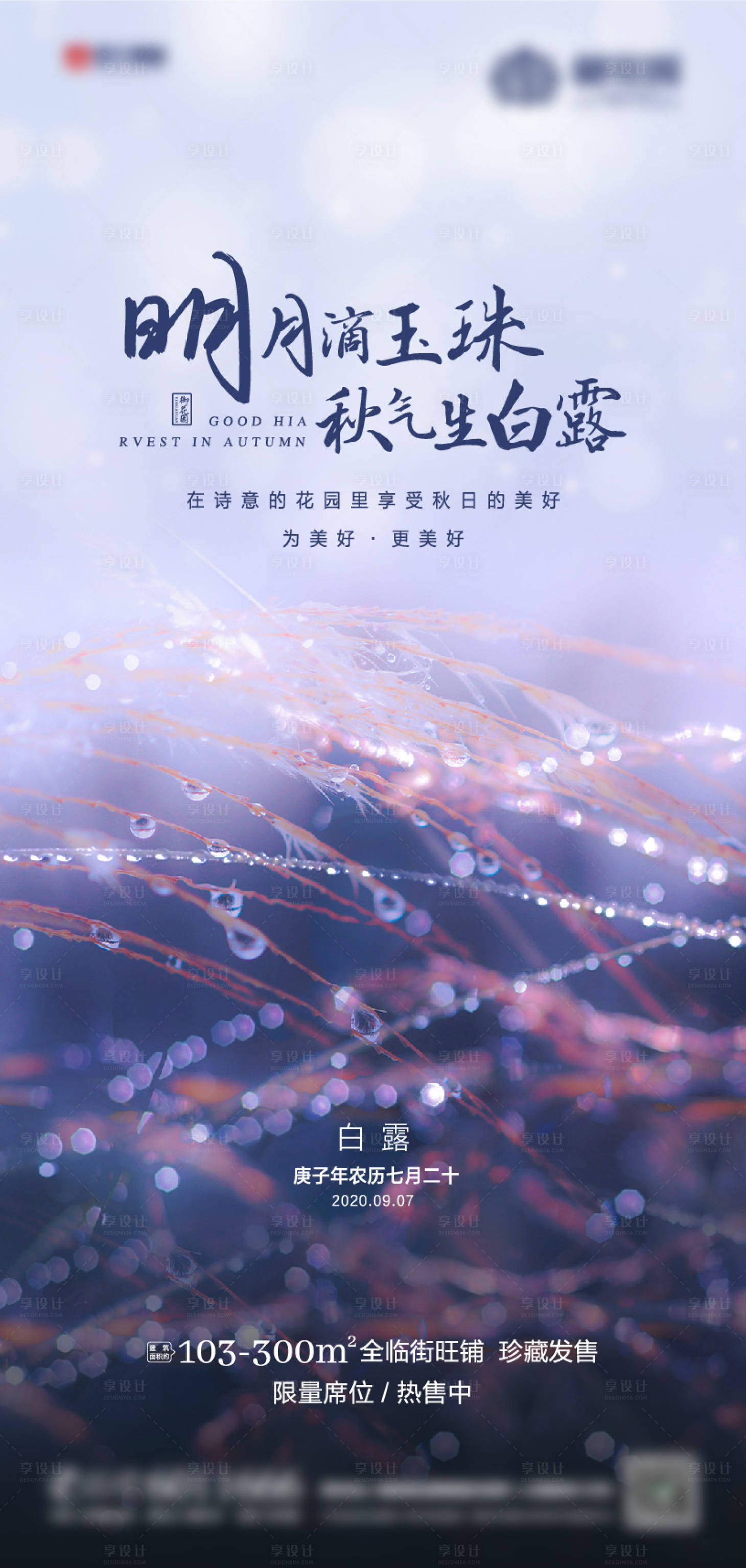 源文件下载【享设计】搜索编号：39900001867134023【地产白露节气移动端海报】