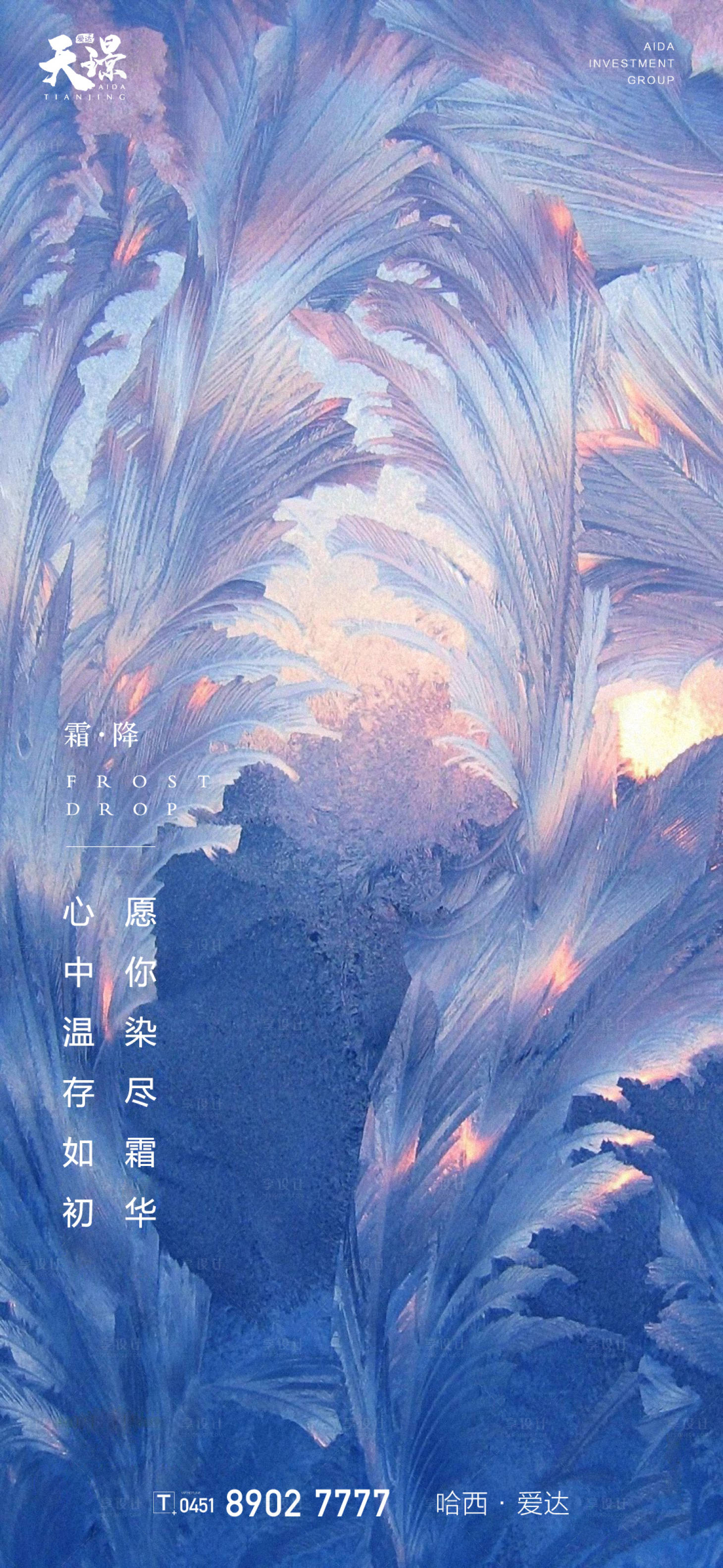 源文件下载【霜降霜花唯美纹理海报】编号：77590002154379647