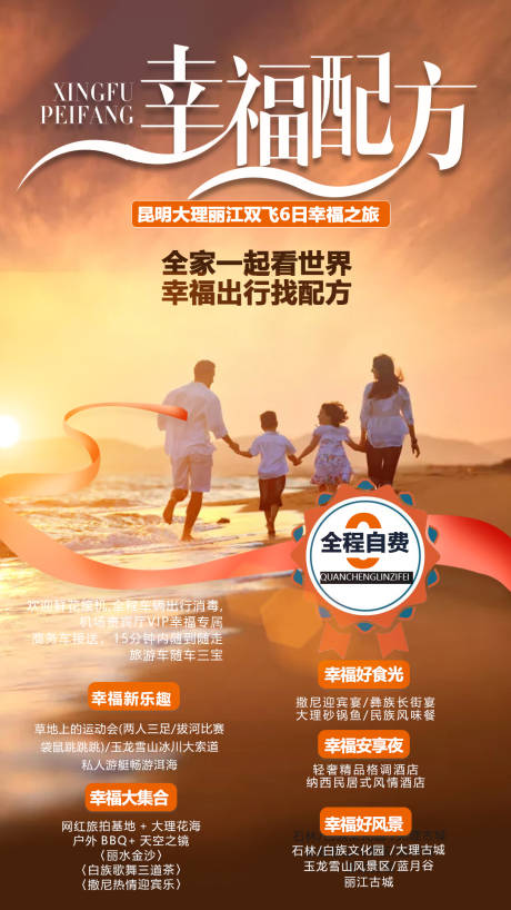 云南家庭旅游海报
