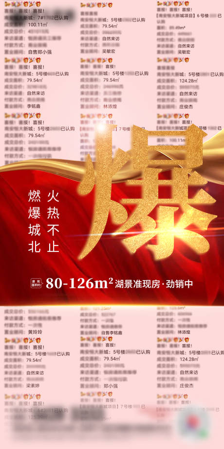 源文件下载【地产热销喜报红金海报】编号：96790002137094137