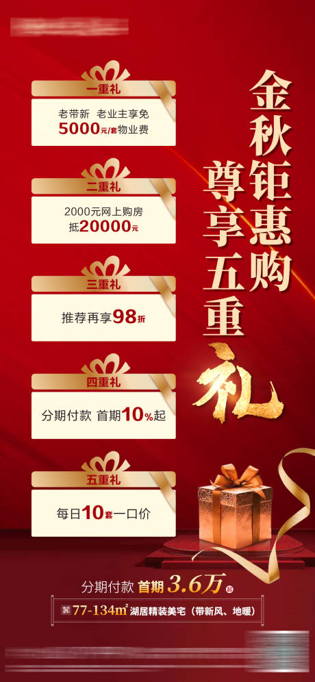 源文件下载【地产五重礼优惠海报】编号：96330002238898021