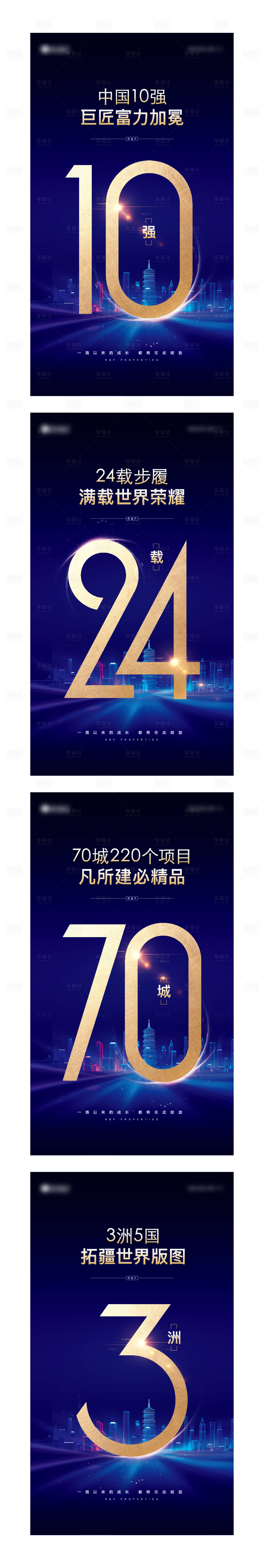 源文件下载【房地产蓝金品牌数字系列海报】编号：23720002334176805