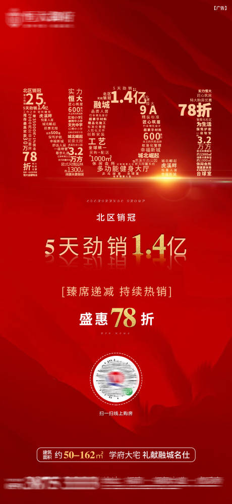 源文件下载【地产红色热销销冠单图】编号：67460002290472780