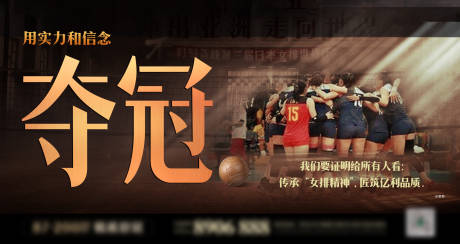 中国女排夺冠移动端海报