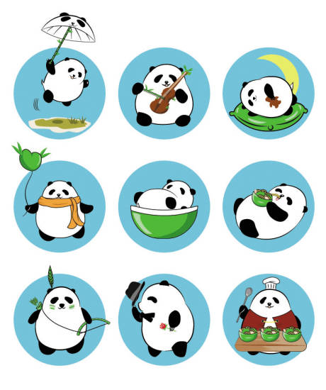 编号：20201025204324051【享设计】源文件下载-卡通熊猫九款吉祥物造型