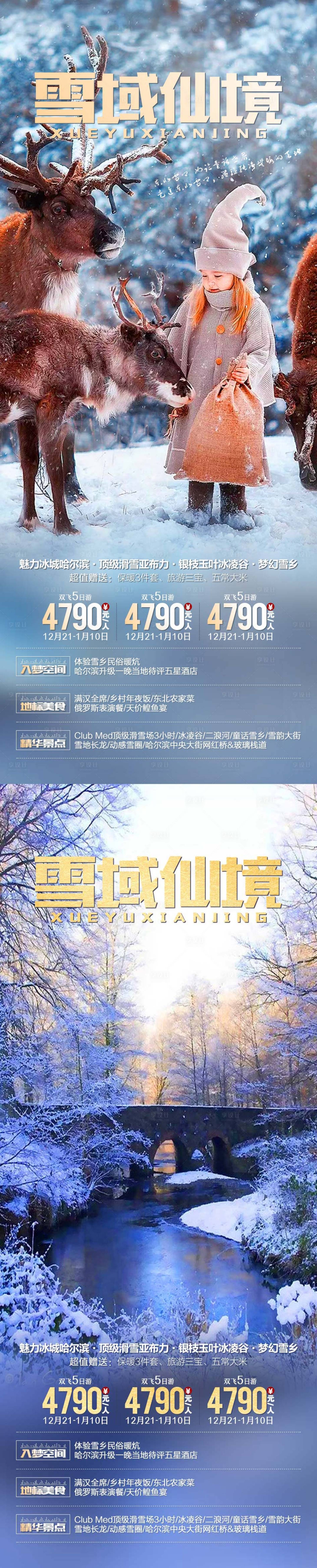 源文件下载【雪域秘境东北旅游海报系列】编号：18250002284992895