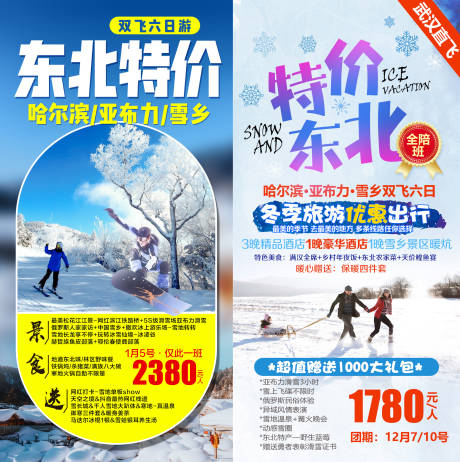 源文件下载【东北雪乡特价促销版旅游海报】编号：71600002283375066
