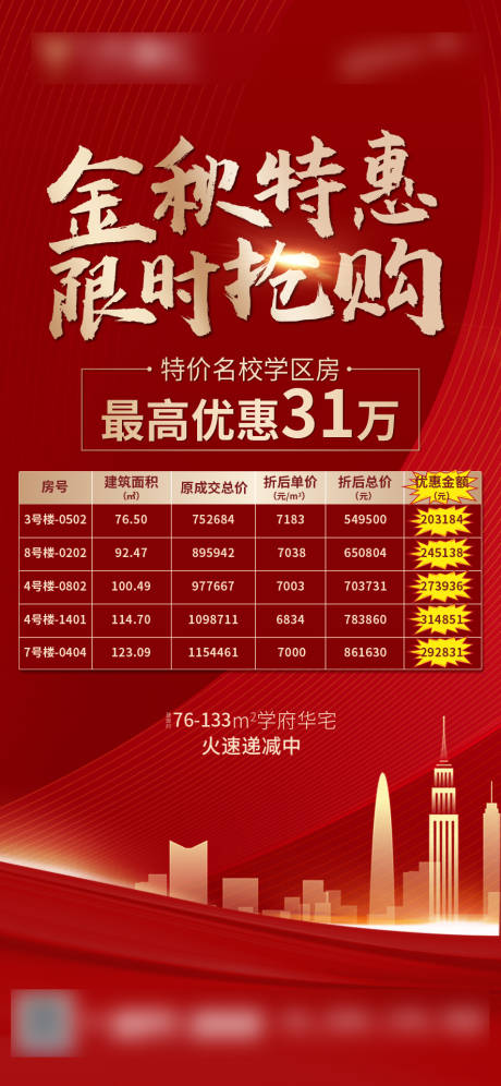 源文件下载【地产红金特价房海报】编号：47450002245917290