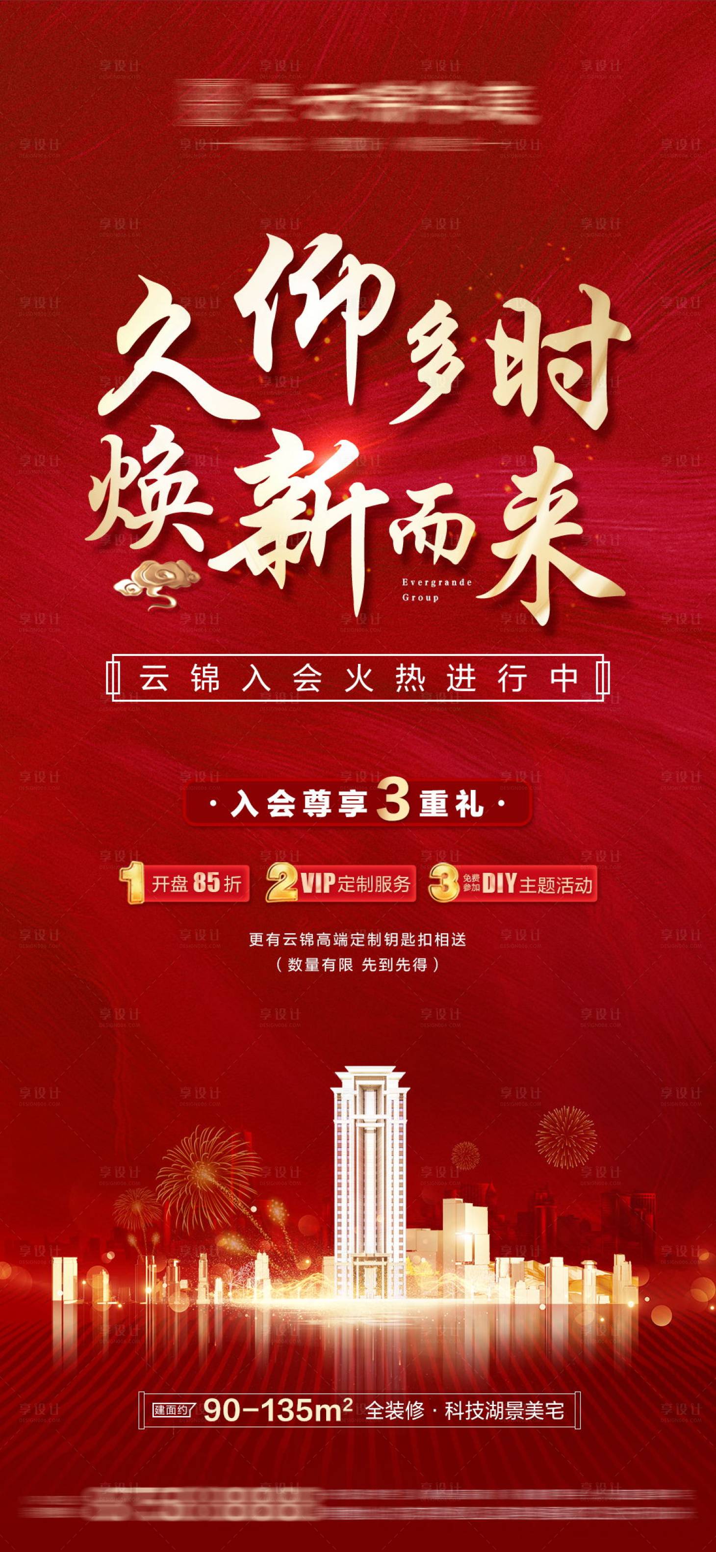 源文件下载【享设计】搜索编号：53250002370741797【房地产开盘区位城市红色微信海报】