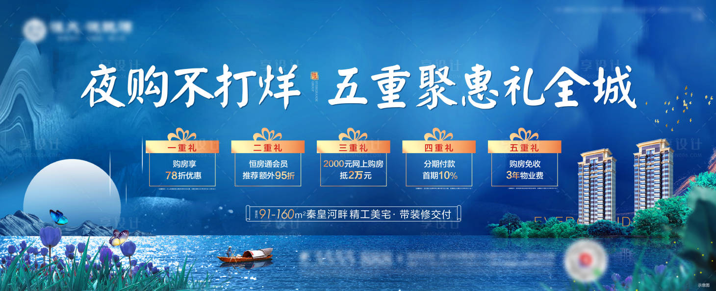 源文件下載【享設計】搜索編號：13570002425849878【夜購五重禮海報】