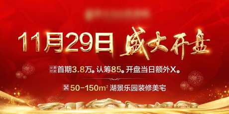 源文件下载【大气金属红金开盘展板】编号：98090002673682187