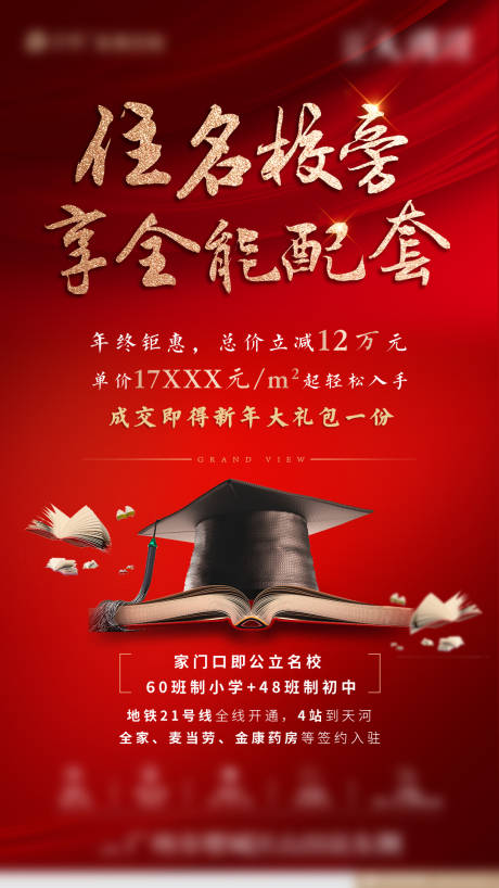 源文件下载【地产学区房全能配套海报】编号：25140002482551235
