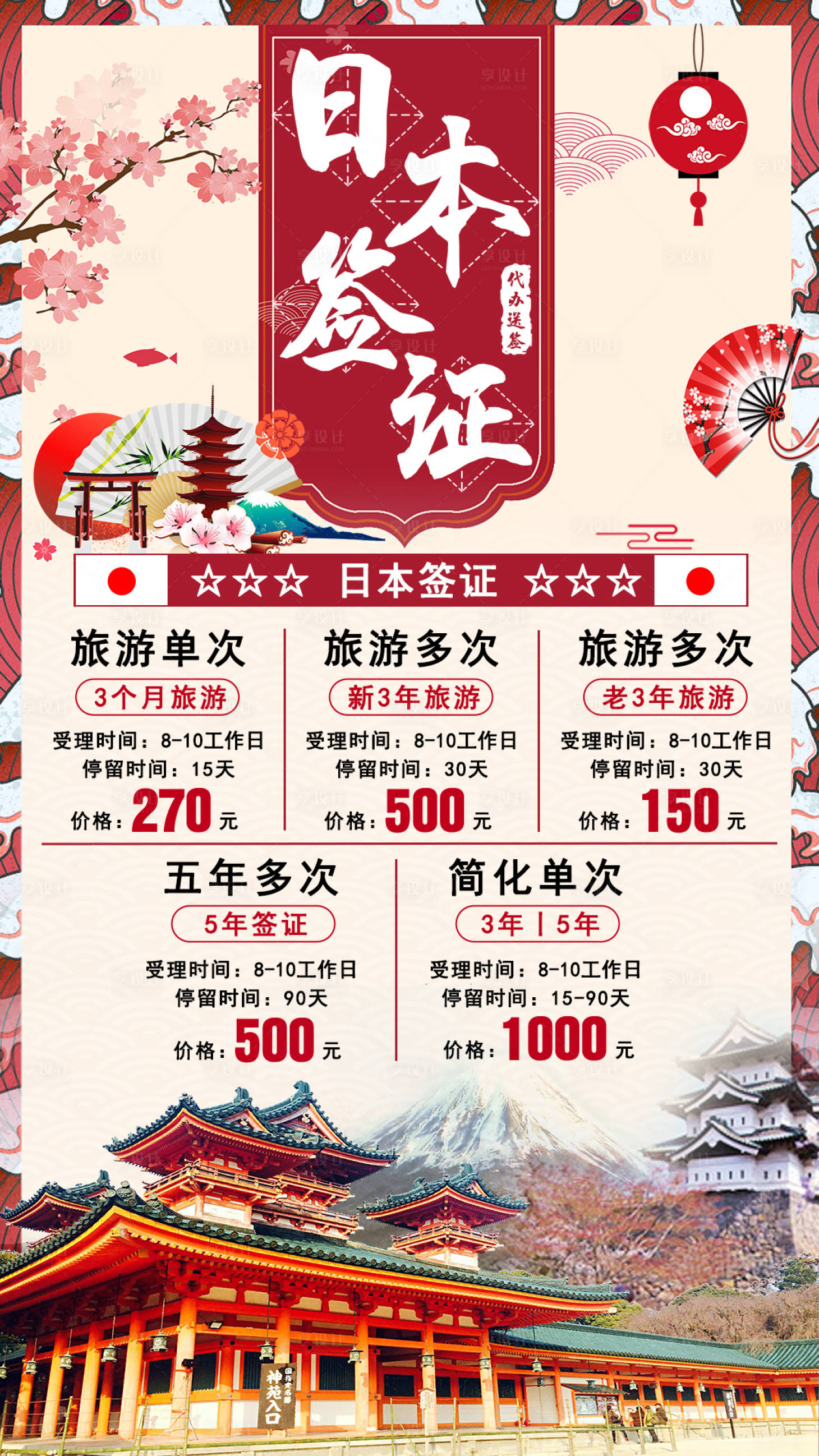 源文件下载【享设计】搜索编号：95980002632406387【日本长期境外签证海报】