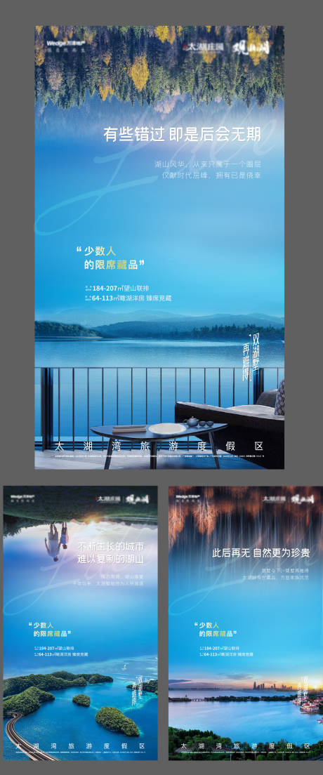 编号：20201027112226694【享设计】源文件下载-地产洋房湖景山景价值点系列海报