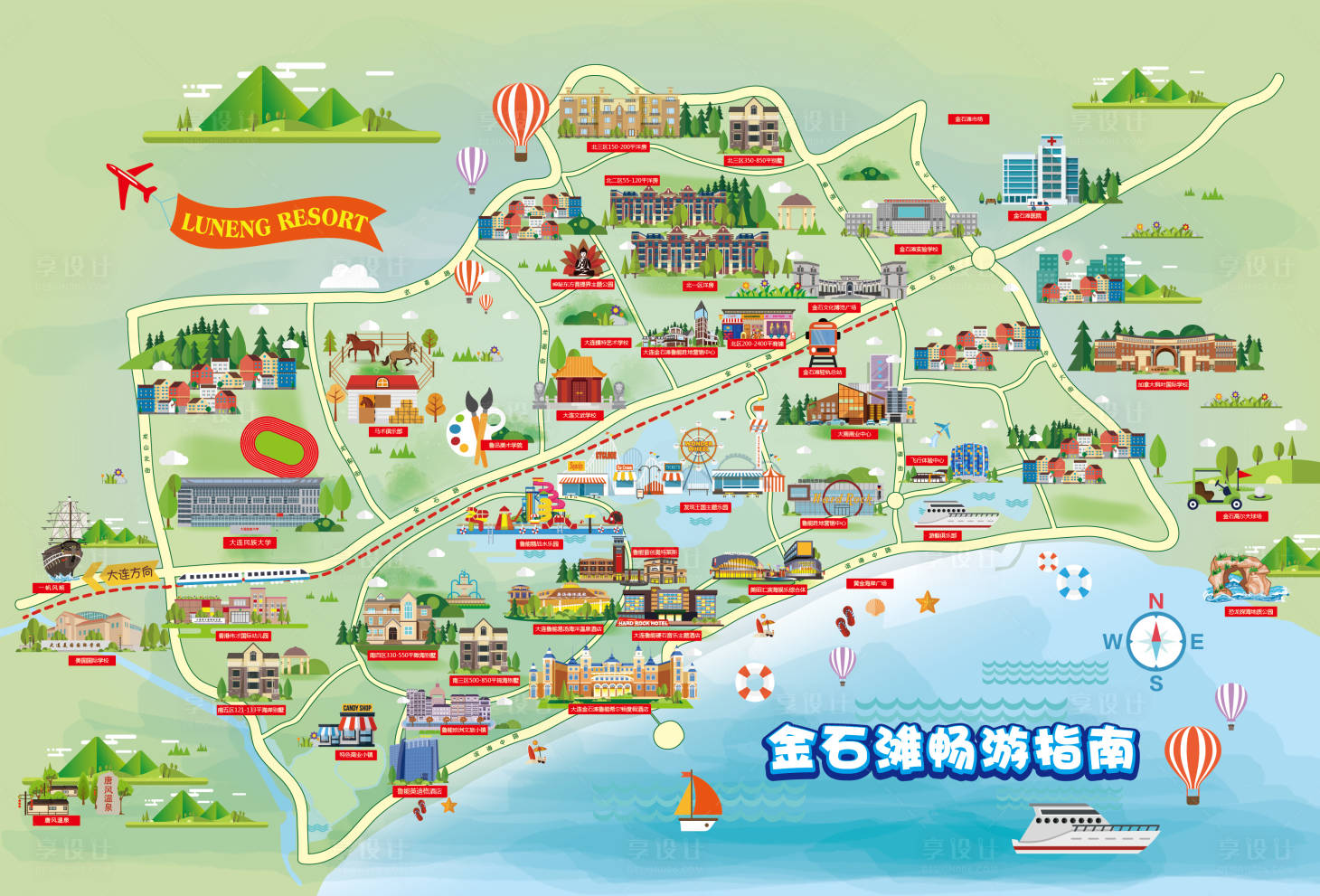 源文件下载【享设计】搜索编号：36760002558974253【金石滩旅游地图】