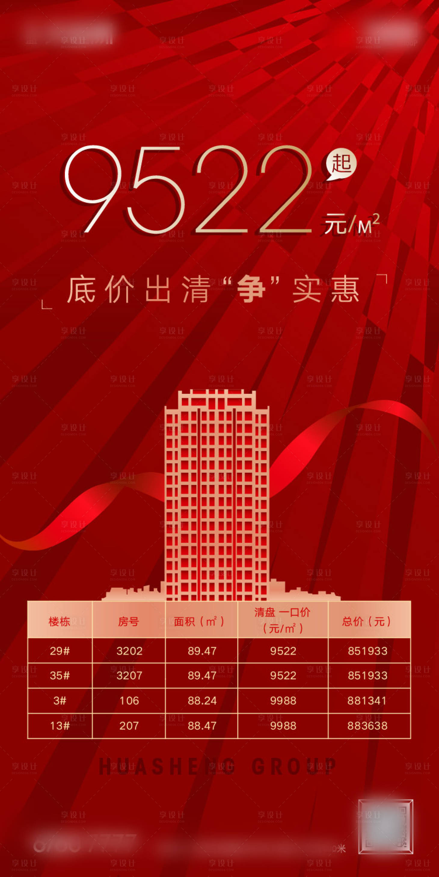 源文件下载【享设计】搜索编号：90690002534761545【地产红色清盘特价房】