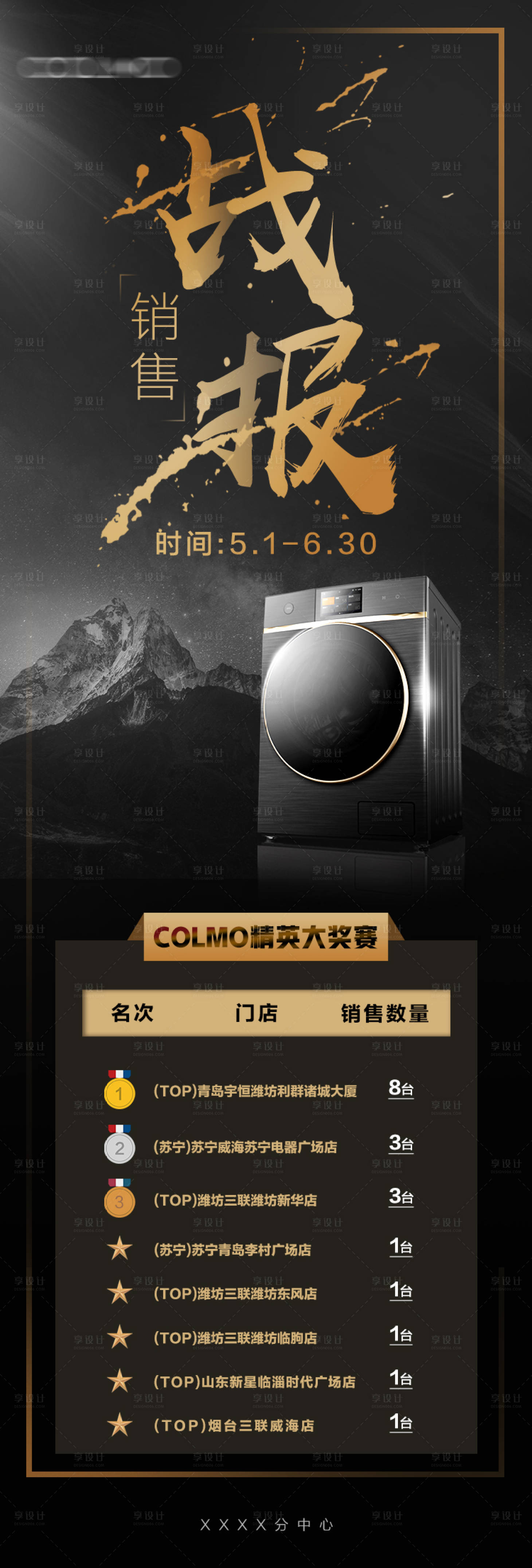 源文件下載【享設計】搜索編號：67520002507091539【戰報洗衣機黑金活動長圖海報】