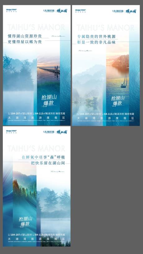 编号：20201106163834764【享设计】源文件下载-地产湖山价值点系列海报