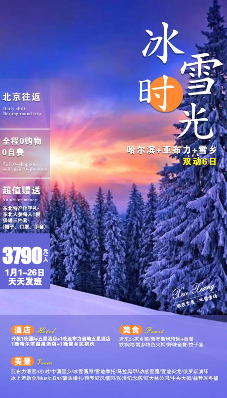 源文件下载【冰雪时光旅游海报】编号：20201130145304946