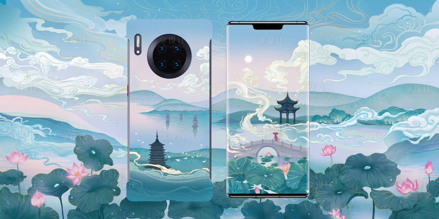 源文件下载【享设计】搜索编号：57200002686601075【杭州西湖美景手机壳】