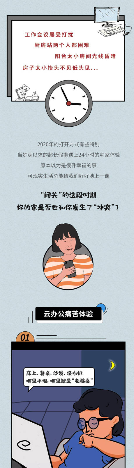 源文件下载【宅家痛点插画长图】编号：61280002450509402