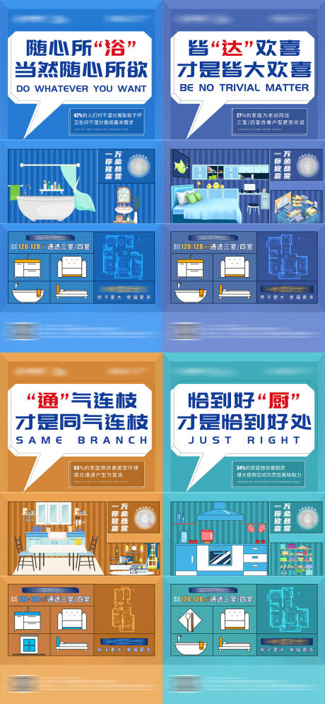 源文件下载【地产户型价值点插画系列海报】编号：40400002882098477