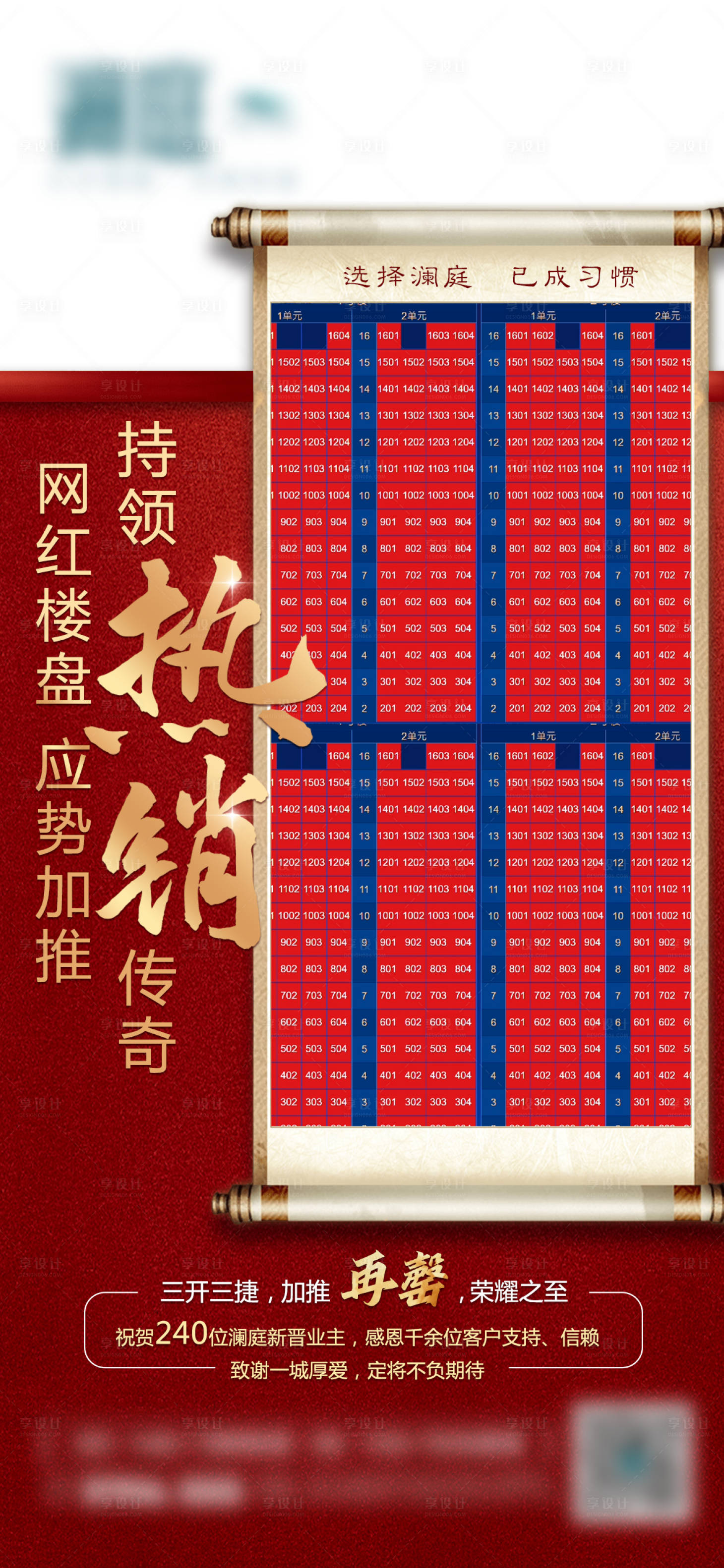 源文件下载【享设计】搜索编号：65010003042182135【地产热销数据红金海报】