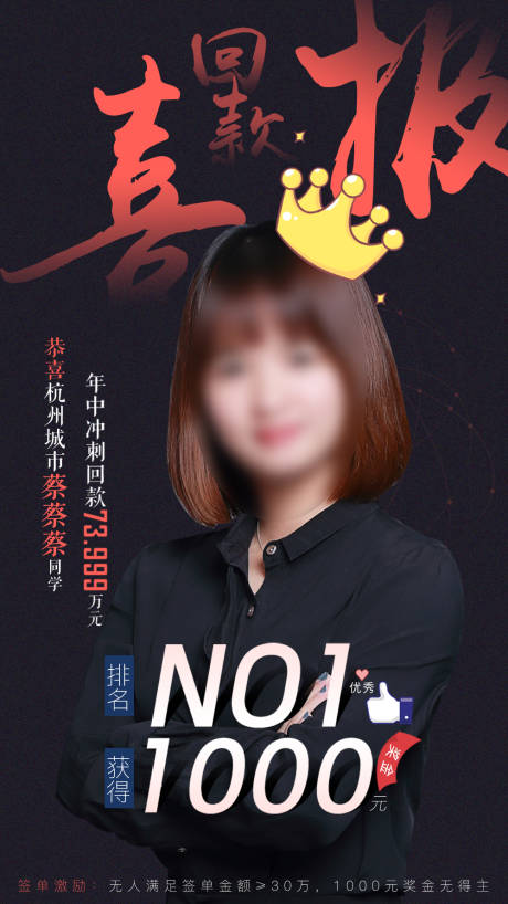 源文件下载【回款喜报海报】编号：91210003024468882